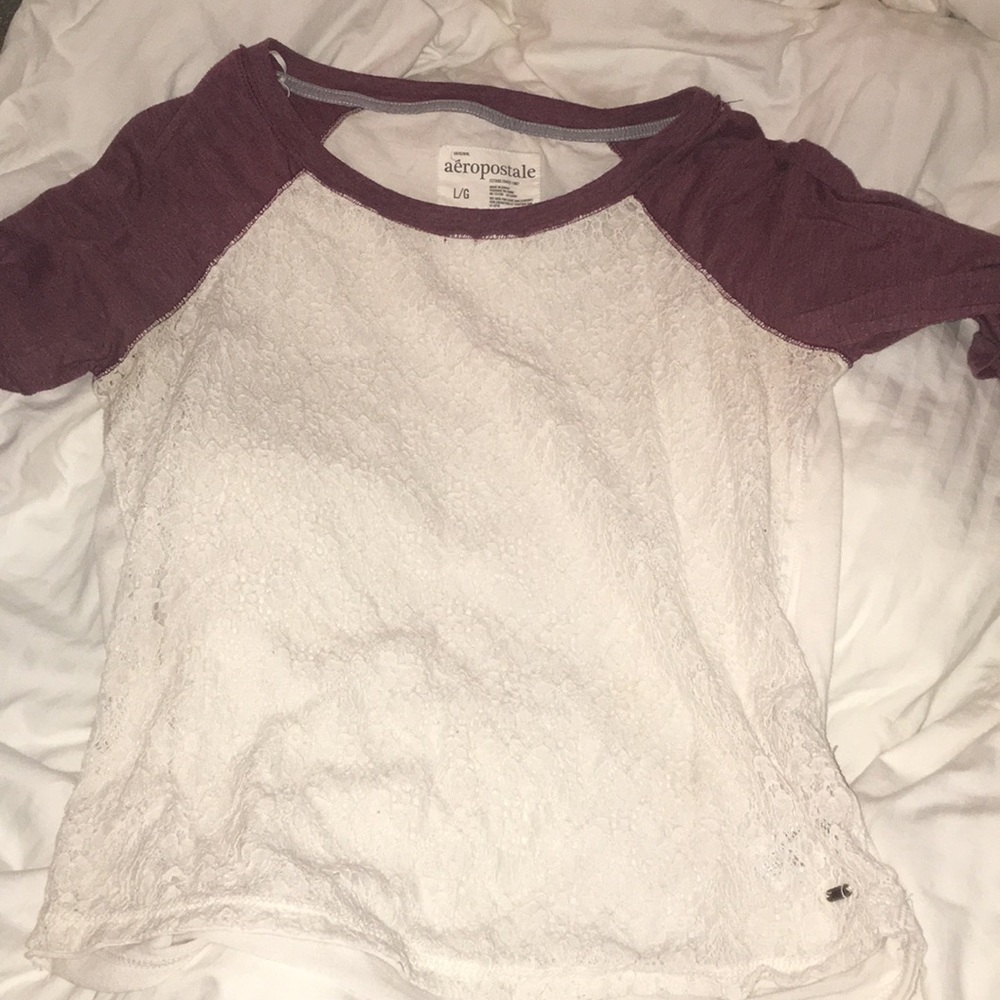Maroon and white lace tee from Aeropostale